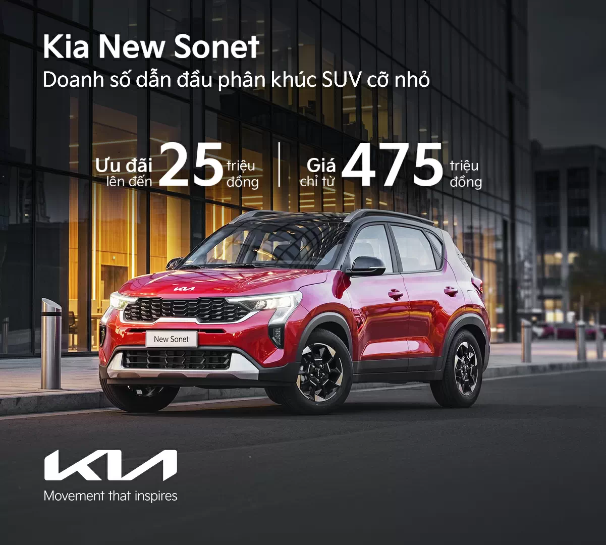 Kia Sonet - Mẫu SUV bán chạy hàng đầu phân khúc ưu đãi đặc biệt, giá chỉ từ 475 triệu đồng